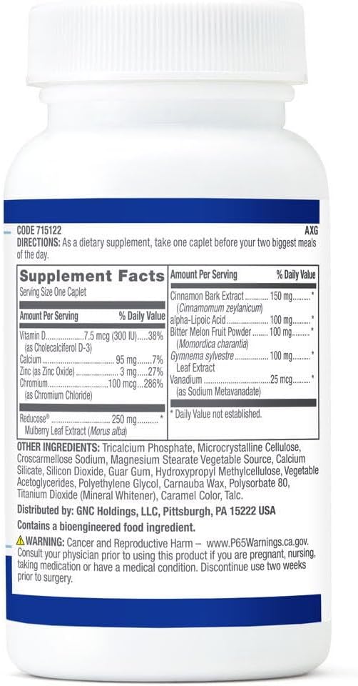 GNC Preventive Nutrition Healthy Blood Sugar Formula with Reducose - 60 Caplets - görsel 2