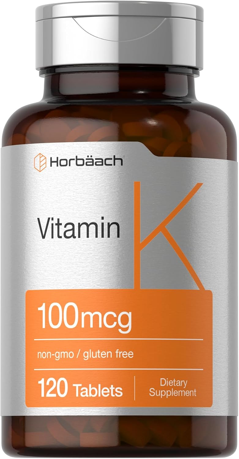 Horbäach Vitamin K Supplement | 100mcg | 120 Tablets | Vegetarian, Non-GM & Gluten-free - görsel 1