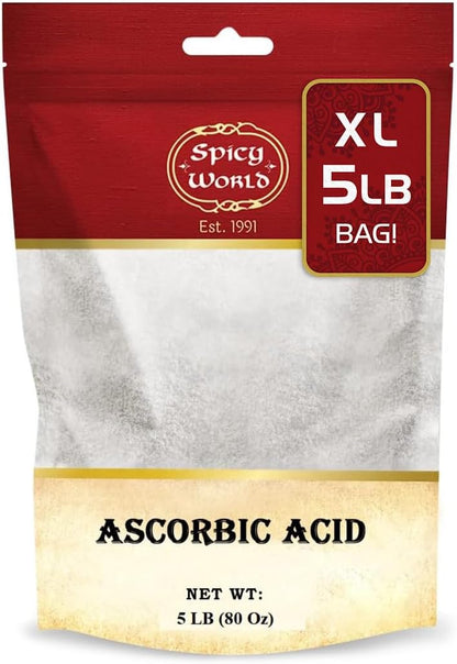 Spicy World Ascorbic Acid Vitamin C Powder 5 lb - Pure Vitamin C Powder, USP Bulk