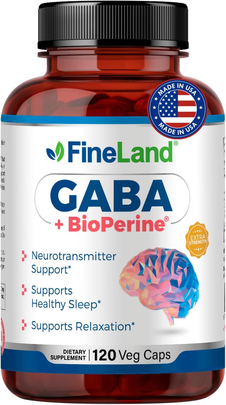 FineLand GABA + BioPerine – Gamma-Aminobutyric Acid Supplement for Relaxation & Daily Calm (120 Capsules) - görsel 1