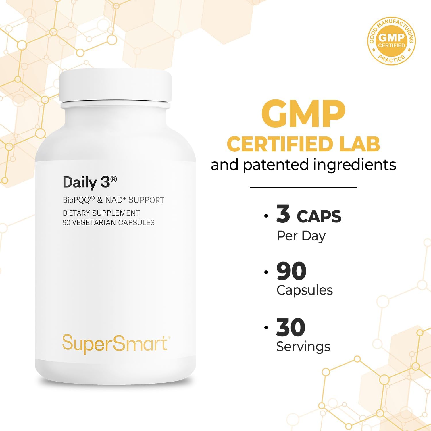 Supersmart Daily3 + Bio PQQ - All-in-One Multivitamin with 45 Essential Nutrients - görsel 5