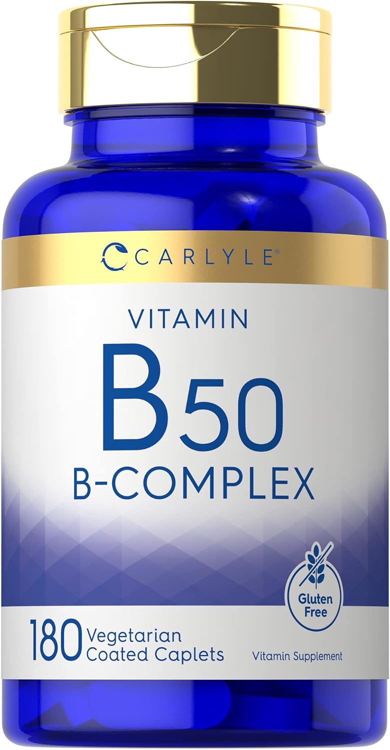 Carlyle Vitamin B50 Complex | 180 Caplets | Vegetarian, Non-GM, Gluten-free - görsel 1