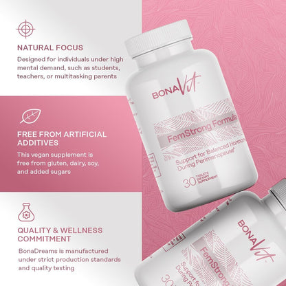 FemStrong - Natural Women’s Wellness Supplement - Hormonal Balance - 30 Vegan Tablets