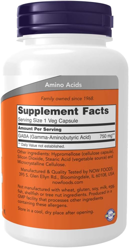 NOW GABA 750 mg, 100 Vcaps (Pack of 2) - görsel 2