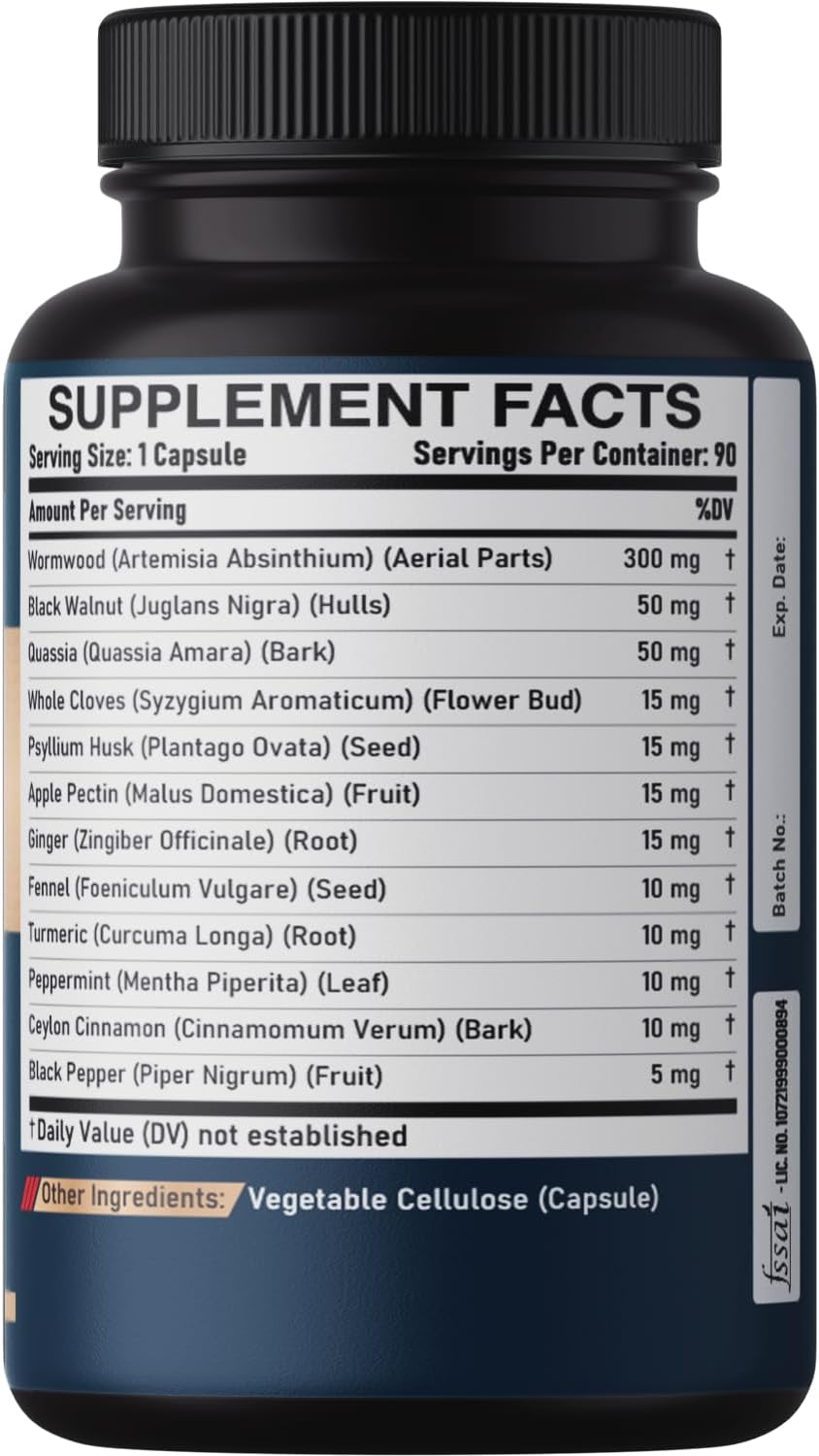 DEDICAD 12in1 Wormwood Black Walnut Clove Capsules - Immune and Wellbeing Support - 90 Vegan Capsules (3-Month Supply) - görsel 7