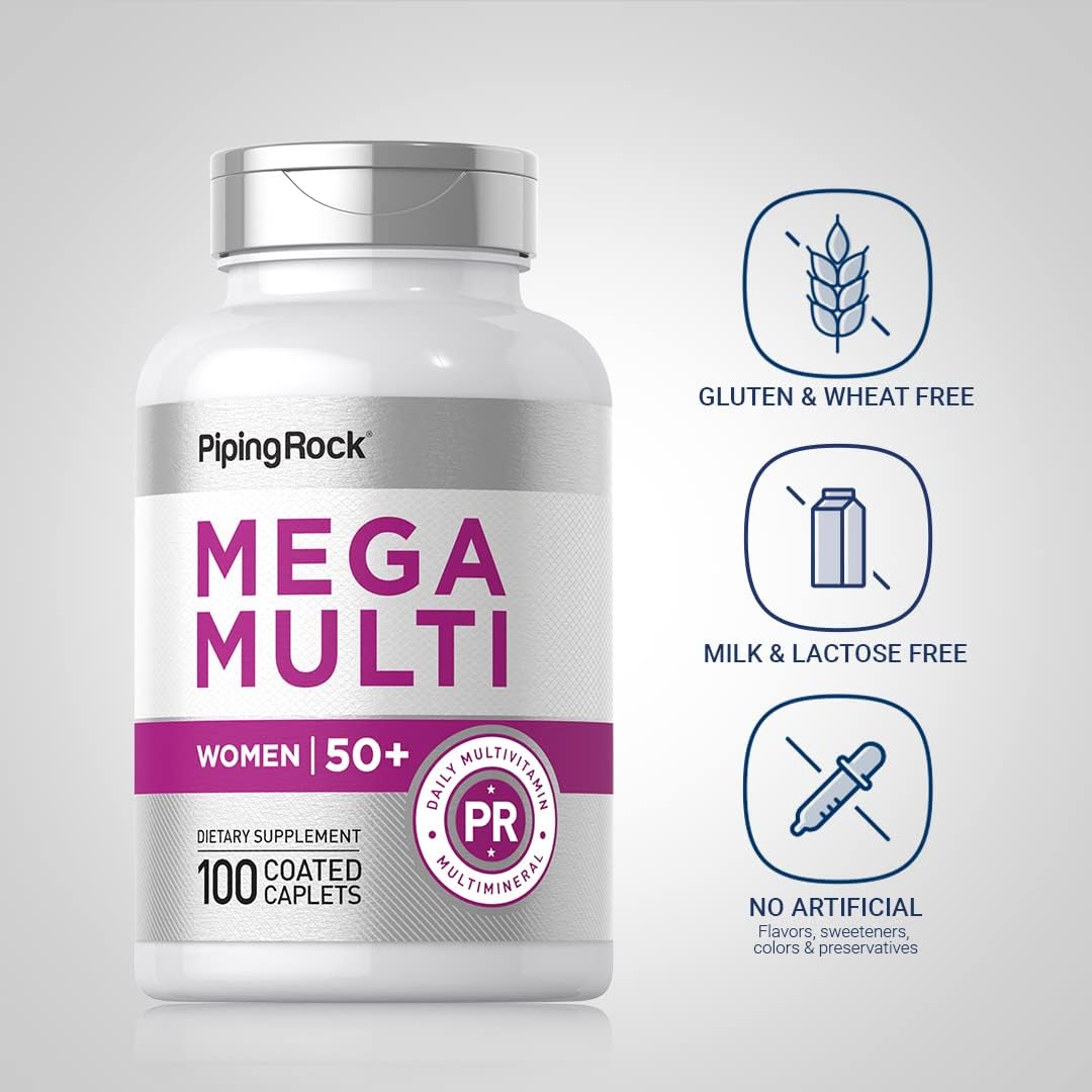 Piping Rock Multivitamin for Women 50 Plus - 100 Coated Caplets - görsel 3
