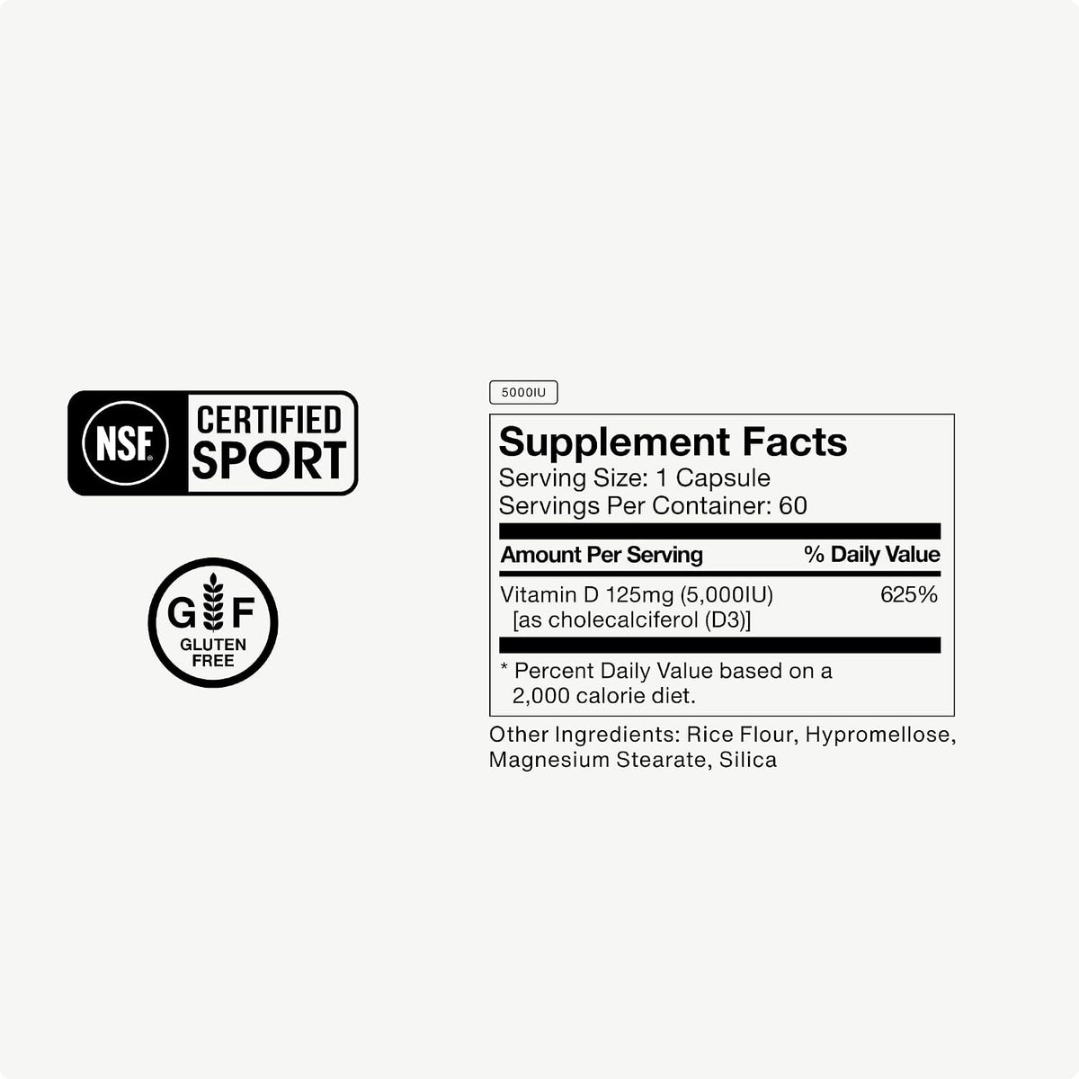 Momentous Vitamin D3 Supplement - 5,000 IU - NSF Certified for Sport - Gluten-free - 60 Capsules - görsel 5