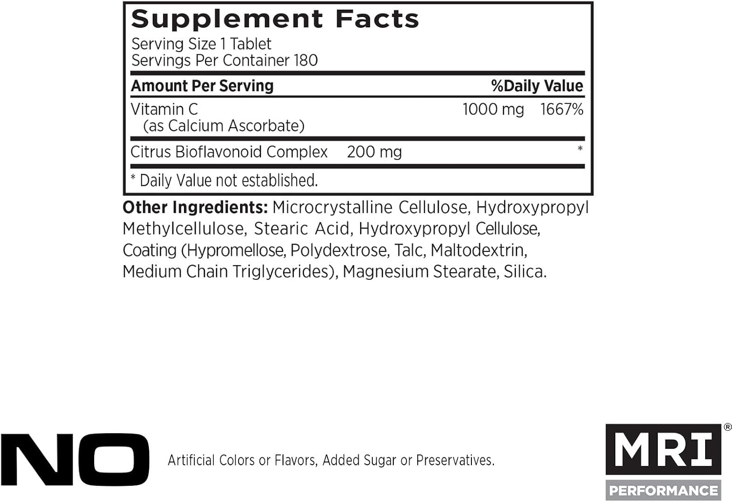 MRI Vitamin C 1000mg, Immune and Skin Health, with Bioflavonoids (180 Tablets) - görsel 2
