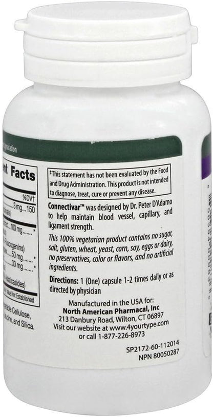 D'Adamo Personalised Nutrition Connectivar - Blended Vitamin and Mineral Supplement (60 Capsules)