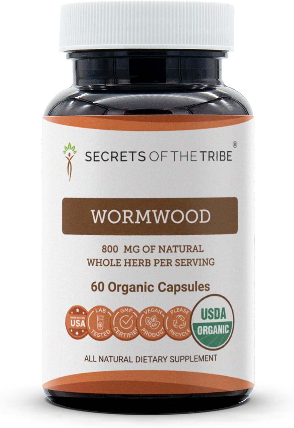 Secrets of the Tribe Wormwood USDA Organic Capsules – Certified Organic Vegetarian Capsules, Herbal Food Supplement | Artemisia Absinthium Dried Herb (60 Count) - görsel 1