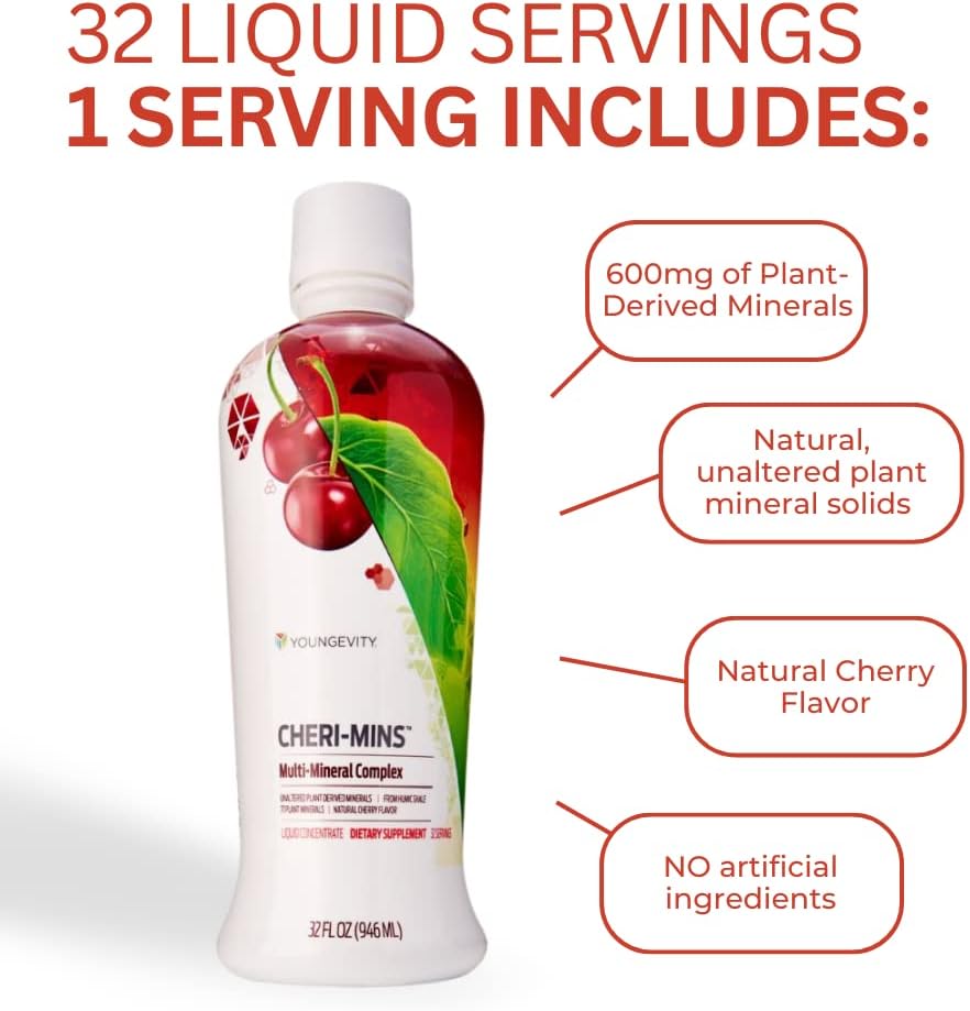 Youngevity Cheri-Mins™ Plant Derived Liquid Minerals - Great Tasting Formula - 77+ Natural Unaltered Trace Minerals - Colloidal Form Humic Shale (946 ml - Pack of 2) - görsel 4
