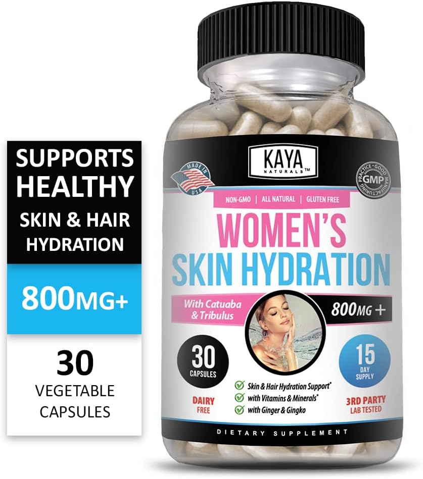Kaya Naturals Skin Hydration Vitamins for Women - Hydration Booster, Anti-Ageing, Energy & Mood Support, 30 Veggie Capsules - görsel 5