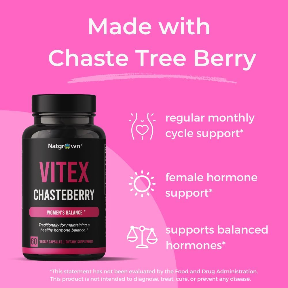 Natgrown Vitex Chasteberry Supplement for Women – 1,000 mg – 60 Capsules - görsel 5