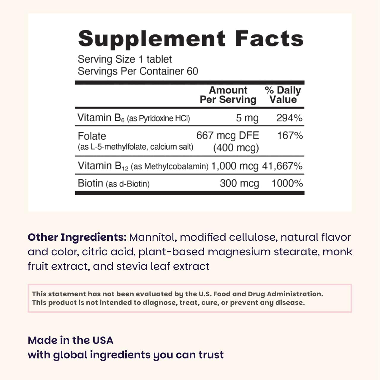 EZ Melts Energy, Memory & Mood Enhancer - B Vitamins Supplement with Vitamin B12, B6, Folic Acid & Biotin - Non-GMO & Vegan - Cherry Berry - 60 Dissolvable Tablets - görsel 3