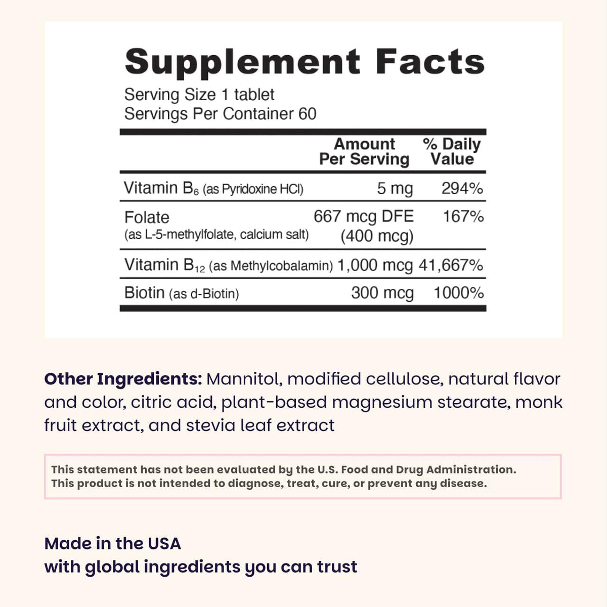 EZ Melts Energy, Memory & Mood Enhancer - B Vitamins Supplement with Vitamin B12, B6, Folic Acid & Biotin - Non-GMO & Vegan - Cherry Berry - 60 Dissolvable Tablets - görsel 3