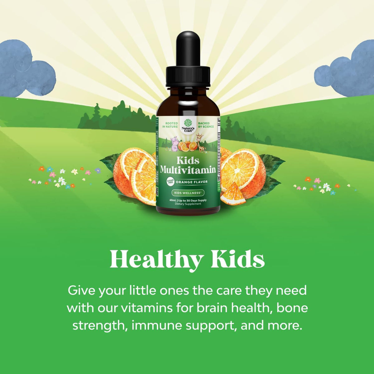 Natures Craft Liquid Multivitamin for Children Immune Support - Delicious Toddler Supplement with Vitamins A, C, D3, E, B6 - High Absorption, 60 ml (2 fl oz) - görsel 3