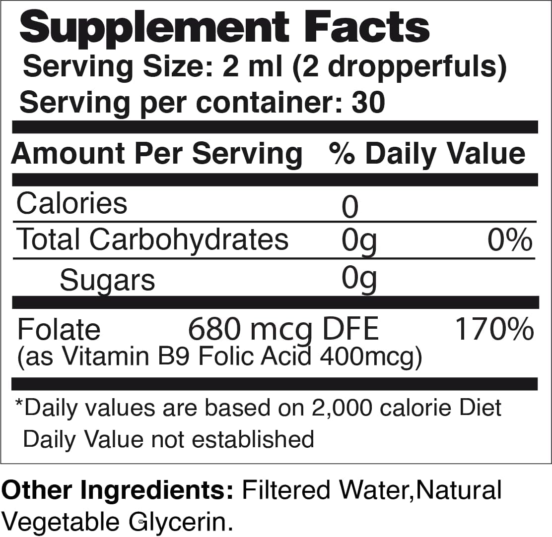 Life Solutions Vitamin B9 Liquid Drops, Folic Acid 400 mcg, 60 ml - görsel 8