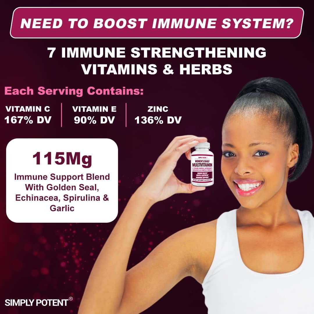 Simply Potent Women's Multivitamin – 37 Vitamins & Minerals with Biotin & Green Tea Extract (60 Capsules) - görsel 7