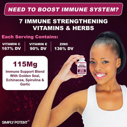 Simply Potent Women's Multivitamin – 37 Vitamins & Minerals with Biotin & Green Tea Extract (60 Capsules)