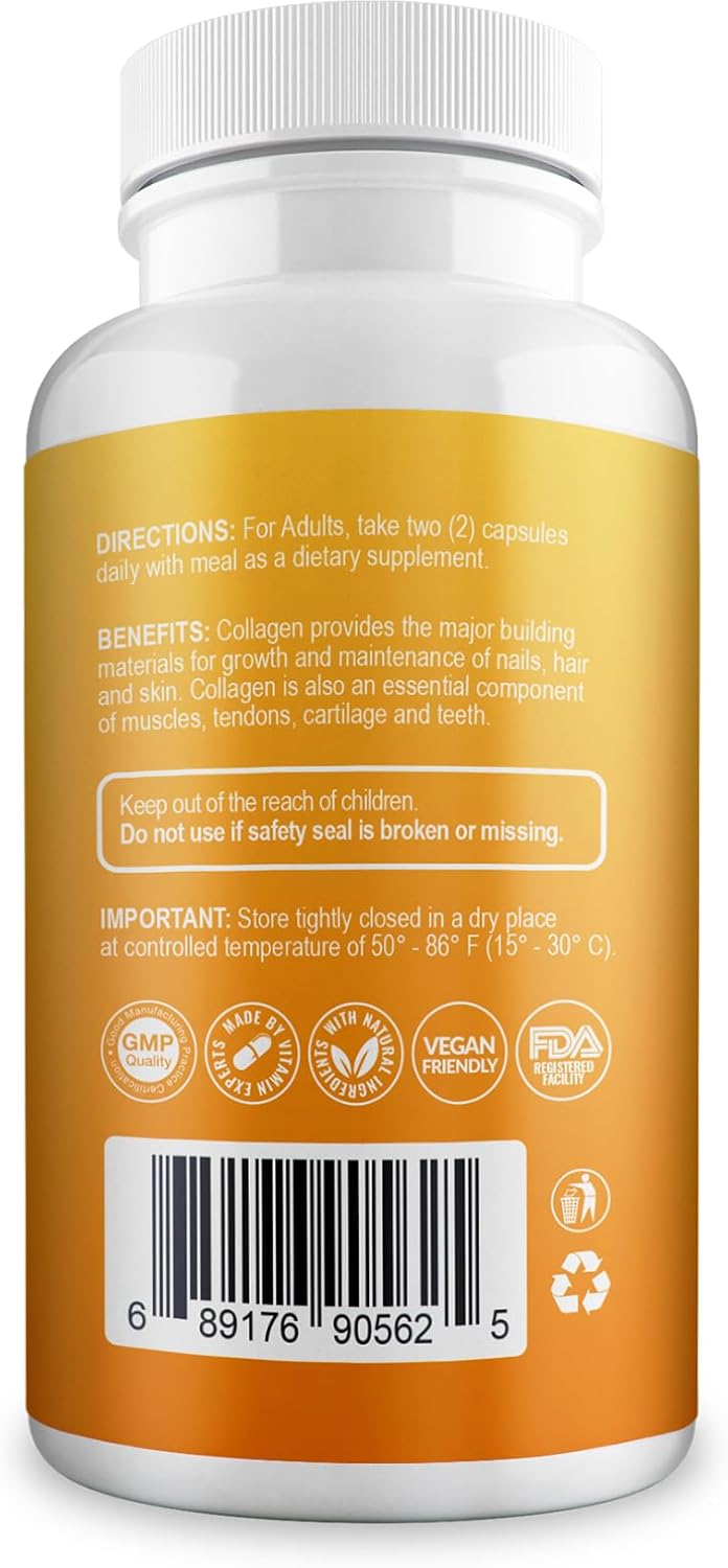 Aura Vitamin Hydrolysed Collagen with Vitamin C and Hyaluronic Acid Capsules, 500 mg, 120 Capsules (2 Bottles) - görsel 9