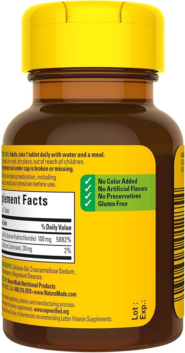 Nature Made Vitamin B-6 100 mg Tablets (Pack of 4) - görsel 4