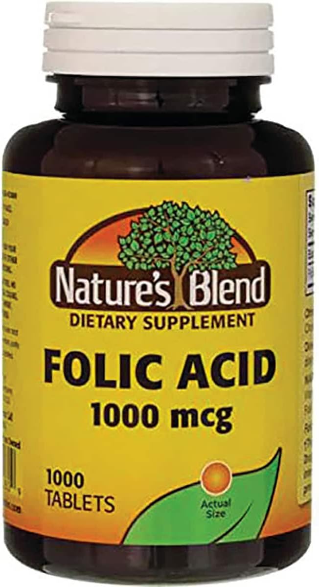 Nature's Blend Folic Acid 1000 mcg, 1000 Tablets - görsel 1