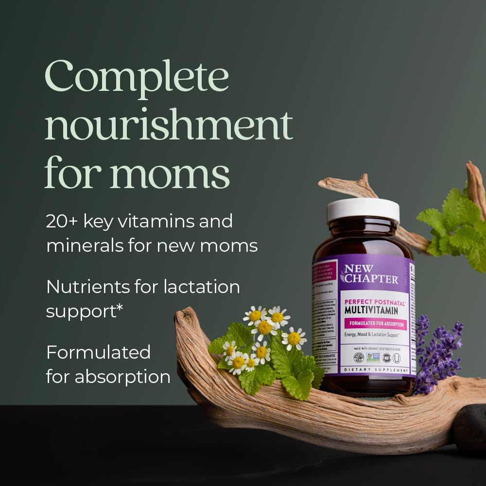 New Chapter Postnatal Vitamins Breastfeeding Supplement – Complete Multivitamin with Fermented Vitamin D3 & B Vitamins, Organic Vegetables & Herbs, Non-GMO, 192 Count - görsel 4