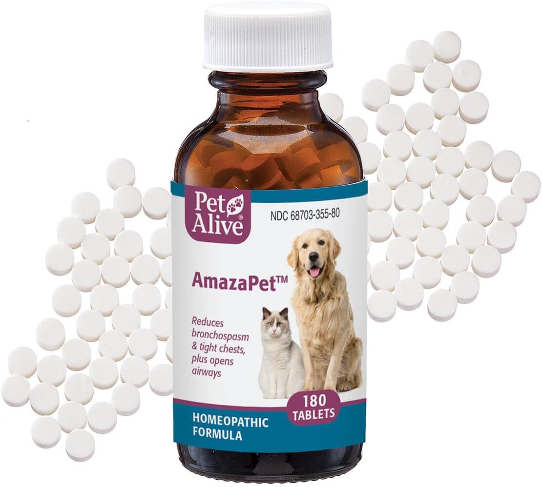 AmazaPet – Dog Cough & Respiratory Support Tablets – Supports Healthy Lung Function & Easy Breathing – Safe for Dogs & Cats – Comfort for Occasional Cough, Throat & Bronchial Wellbeing – 180 Tablets - görsel 1