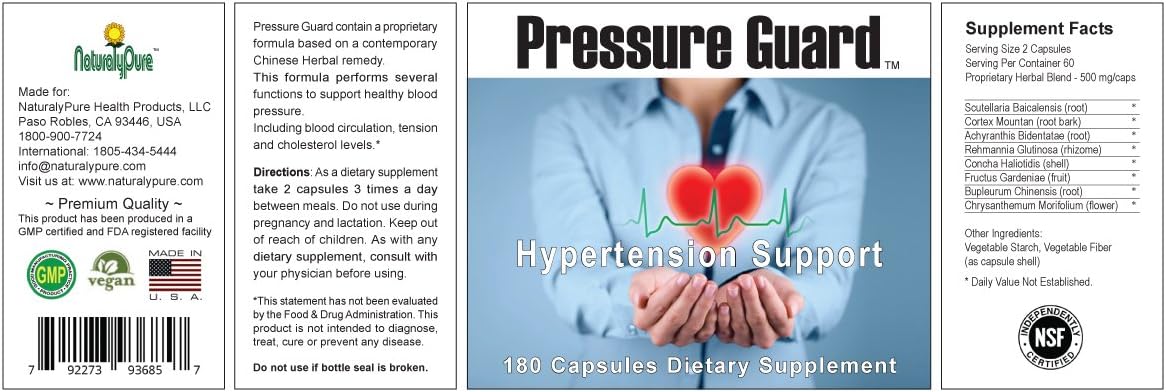 Pressure Guard - Natural Herbal Supplement for Healthy Blood Pressure Support, 180 Vegan Capsules - görsel 2