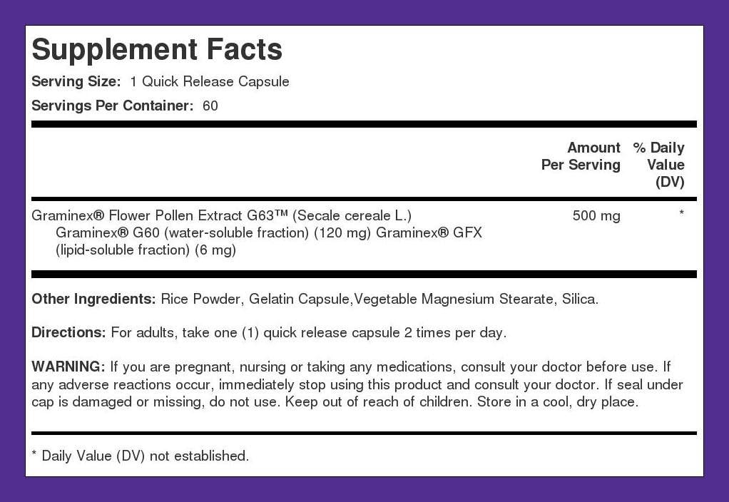 Piping Rock Graminex Flower Pollen Extract | 500 mg | 60 Capsules - görsel 8