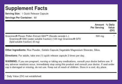 Piping Rock Graminex Flower Pollen Extract | 500 mg | 60 Capsules