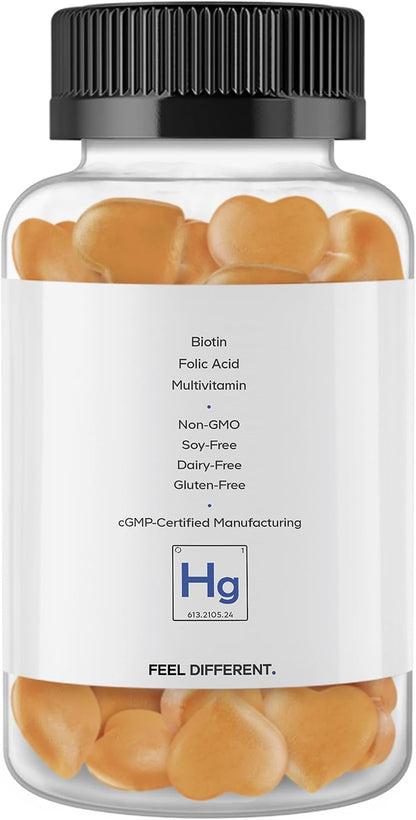 Codeage Hair Gummies, Biotin 5000 mcg, Sugar Free Gummy Vitamins for Hair, Skin and Nails, Strawberry Coconut, 60 count