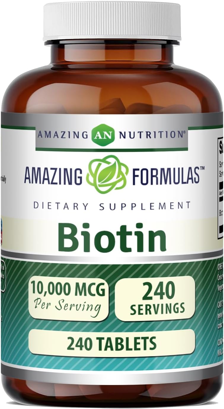 Amazing Formulae Biotin (Vitamin B7) Supplement - 10,000 mcg, 240 Tablets - görsel 1
