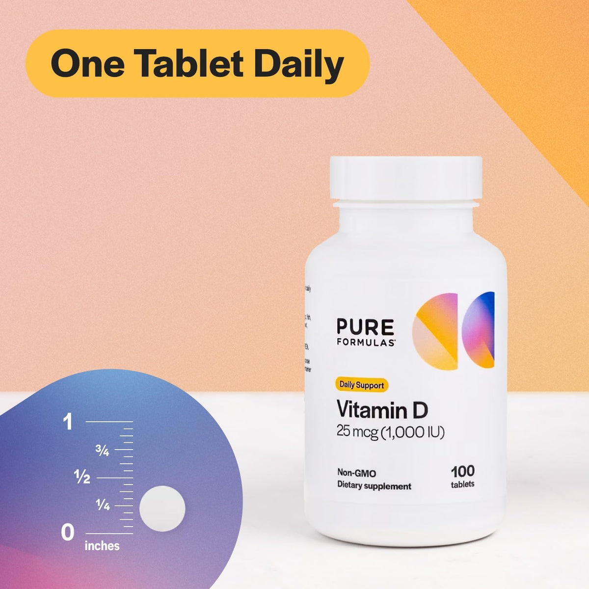 PureFormulas Vitamin D3 1,000 IU (25 mcg) – Premium Vitamin D Supplement for Bone Health, Immune Support, and Overall Wellness – Non-GMO – 100 Tablets - görsel 4
