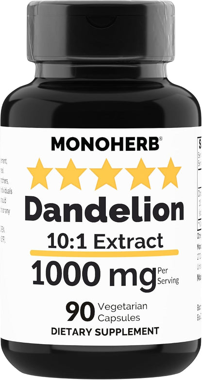 MONOHERB Dandelion 10:1 Extract, 1000 mg per Serving, 90 Capsules