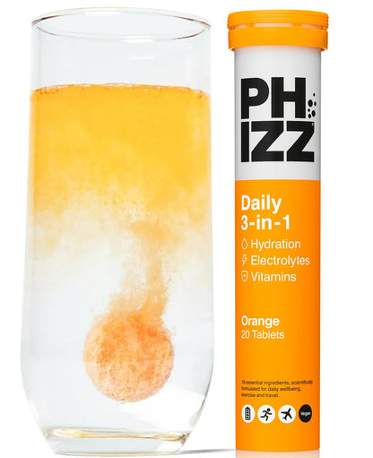 Phizz Electrolyte Multivitamin Rehydration Tablets, Orange, 20 Tablets