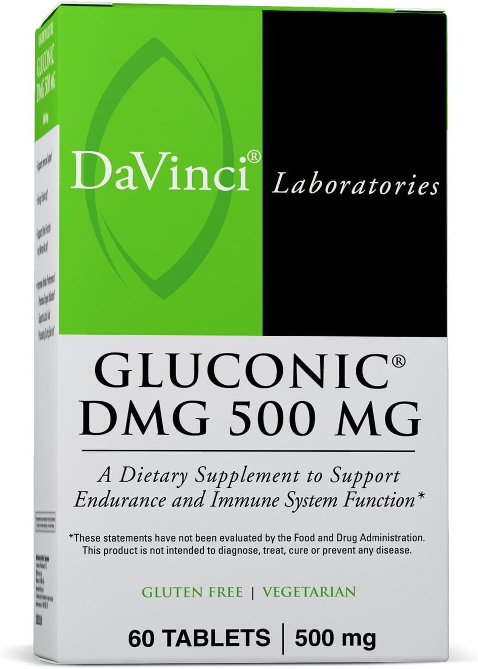 DAVINCI Labs Gluconic DMG 500 mg - Food Supplement for Endurance and Immune Support - 60 Chewable Tablets - görsel 2