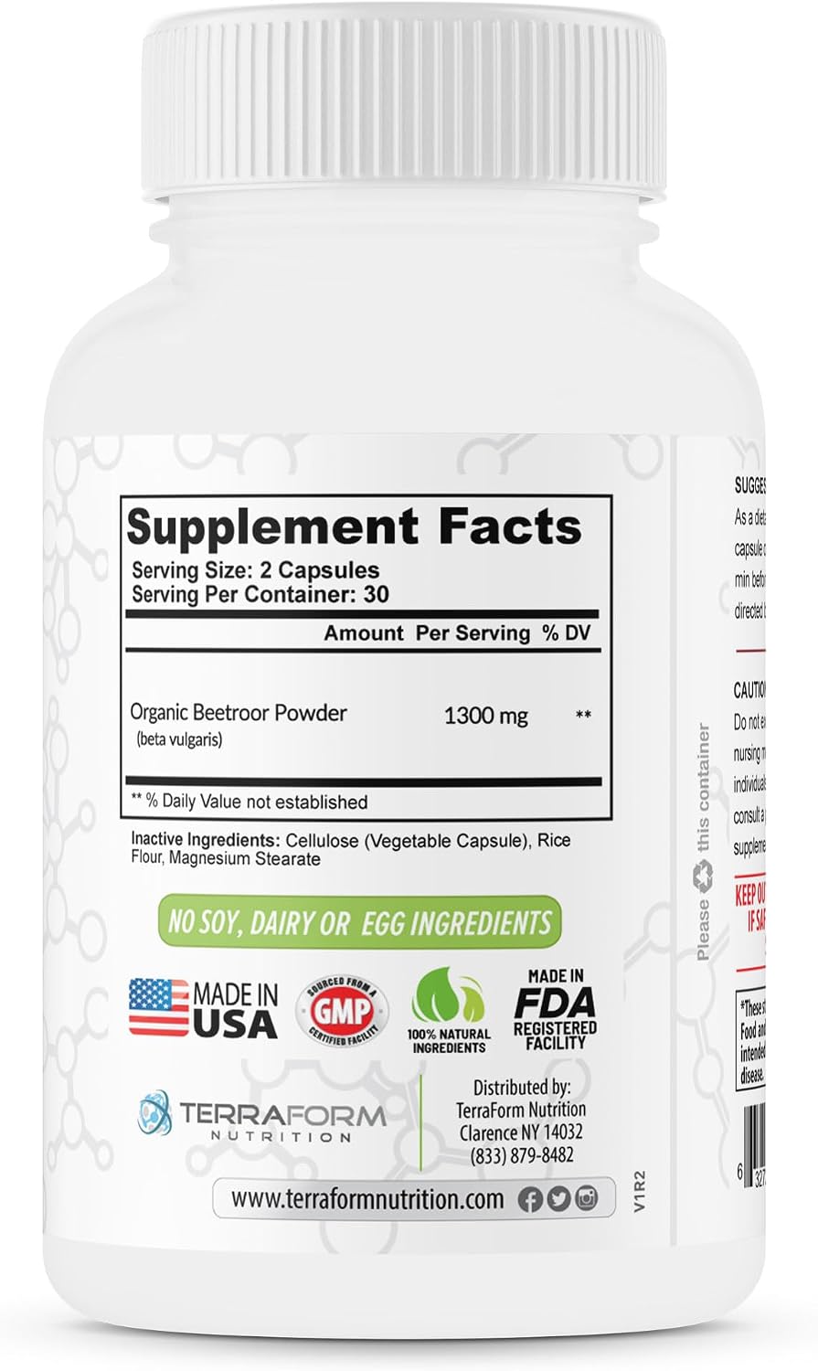 Red Beetroot Extract 1300mg – Powdered Beetroot Supplement – 60 Vegan Capsules - görsel 9