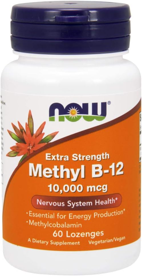 NOW Foods Methyl B-12 10,000 mcg Lozenges, 60 Count (Pack of 2) - görsel 1