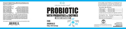 Infinite Health Labs Probiotics for Dogs and Cats - Veterinary Formulated Prebiotic & Enzyme Powder, 400g (1600 Servings)