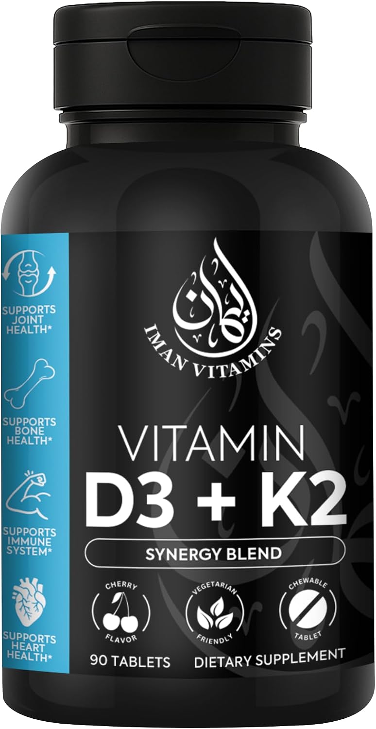 Iman Vitamins Halal Vitamin D3 with K2 Chewable Tablets (2000 IU D3 + 75 mcg MK-7) - görsel 1