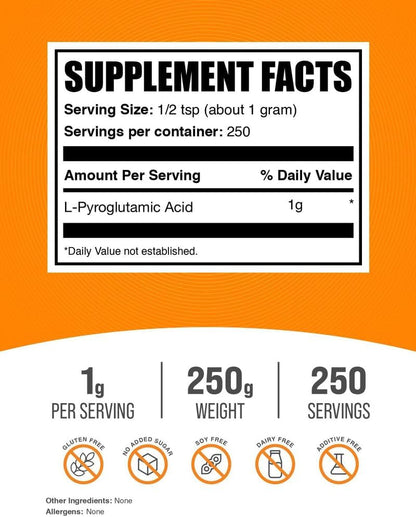 L-Pyroglutamic Acid Powder – 250g – Amino Acid Supplement