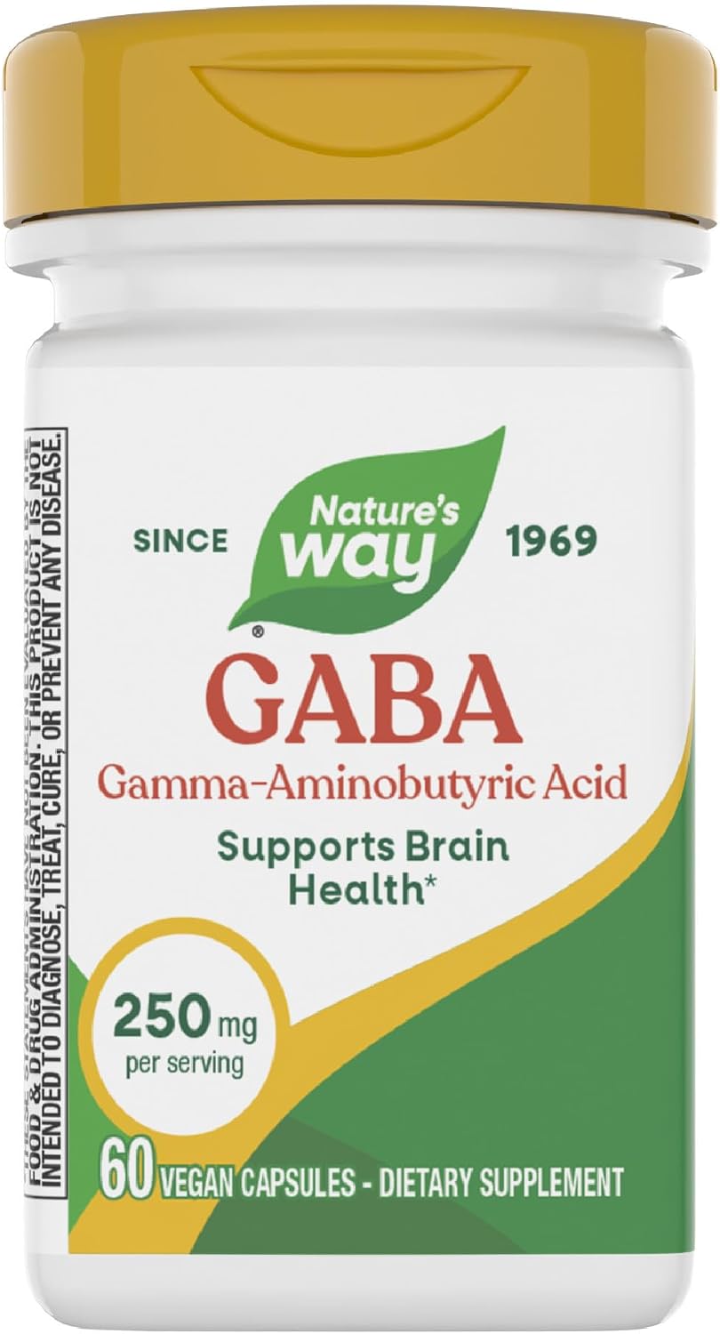 Nature's Way GABA, 250 mg, 60 Vegan Capsules - Brain Health Support - görsel 1