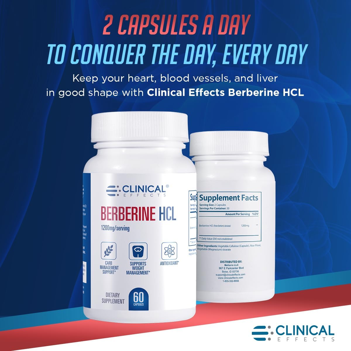 Clinical Effects Berberine HCL 1200 mg – 3 Pack – Vegan Supplement - görsel 3