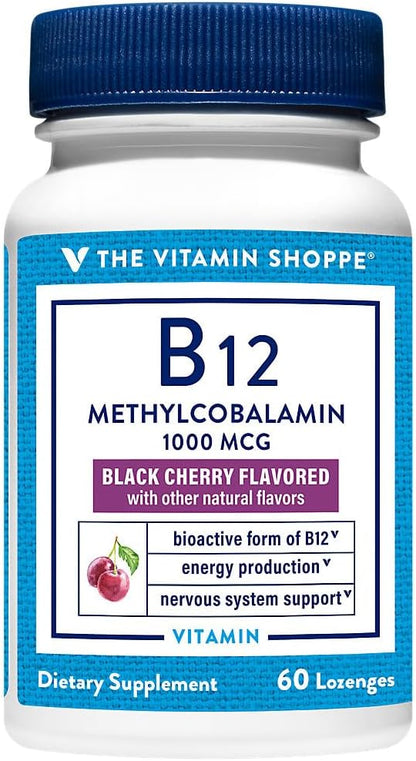 Vitamin B12 Methylcobalamin 1000mcg Lozenges - Black Cherry - 60 Lozenges