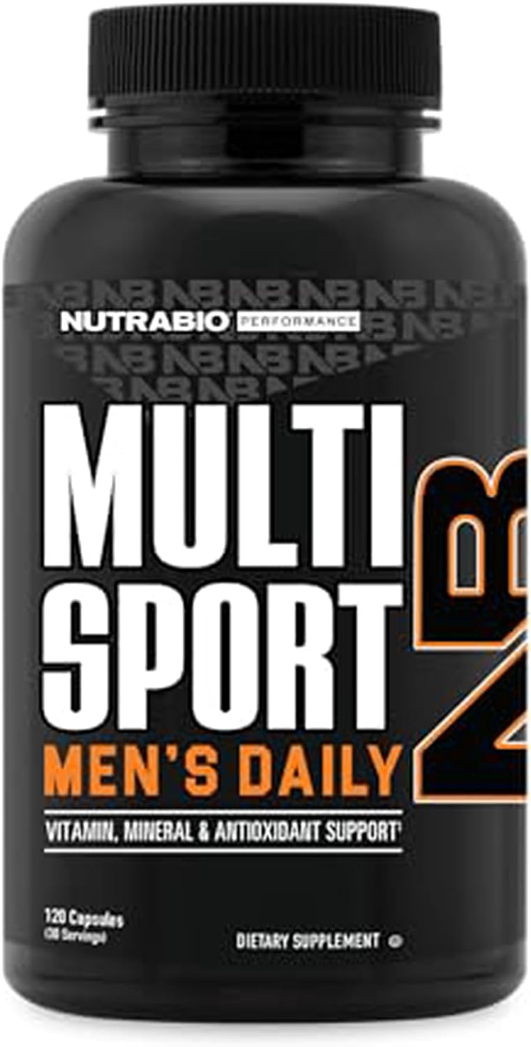 NutraBio MultiSport for Men – Men's Multivitamin with 33 Vitamins, Minerals & Antioxidants (120 Vegetable Capsules) - görsel 1