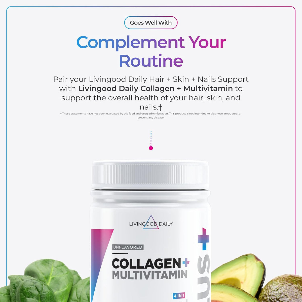 Livingood Daily Hair, Skin & Nails – Promotes skin hydration and elasticity: Collagen and keratin are structural – Image 6