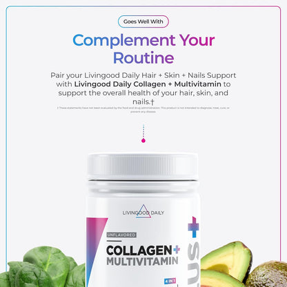 Livingood Daily Hair, Skin & Nails – Promotes skin hydration and elasticity: Collagen and keratin are structural – Image 6