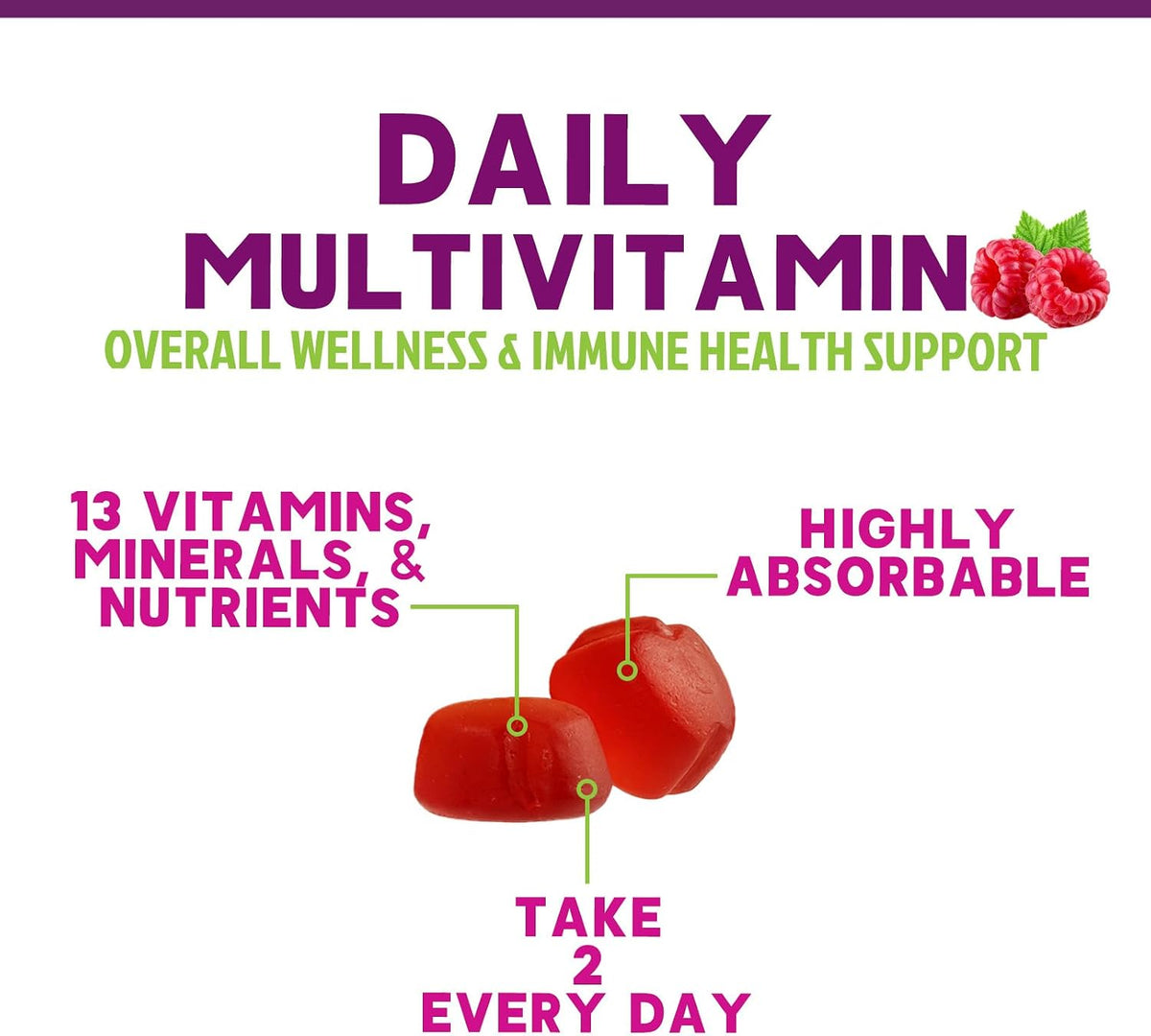 Nature's Nutrition Multivitamin Gummies for Adults with Vitamins A, C, D, B12 – 60 Gummies - görsel 3