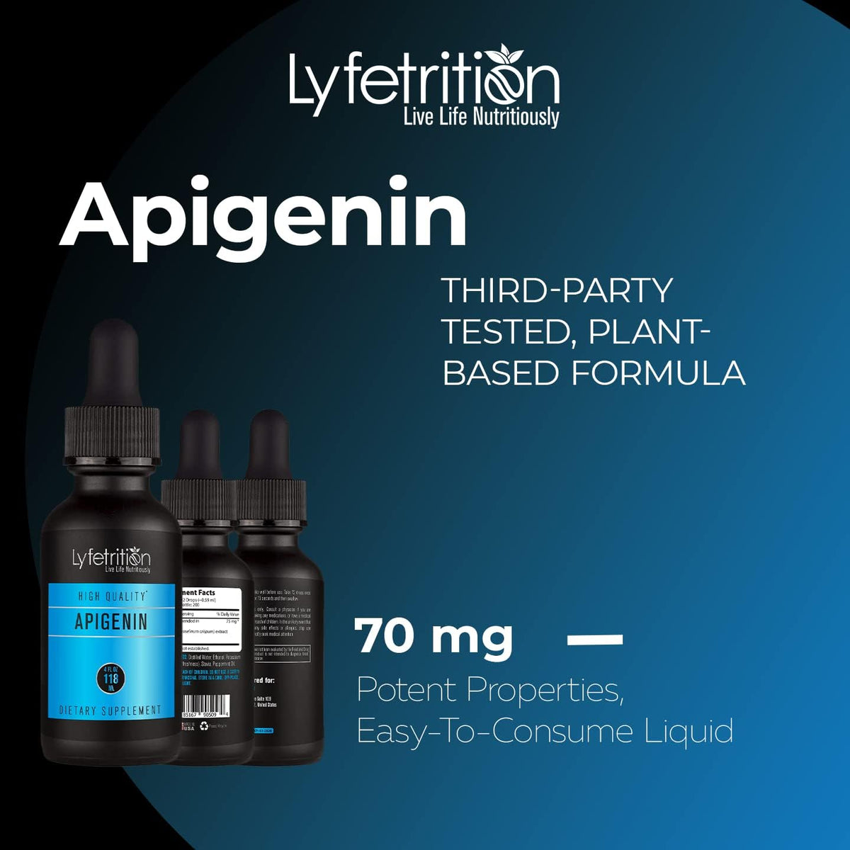 Lyfetrition Apigenin Supplement 70mg, 118 ml Liquid, 220 Servings - görsel 2
